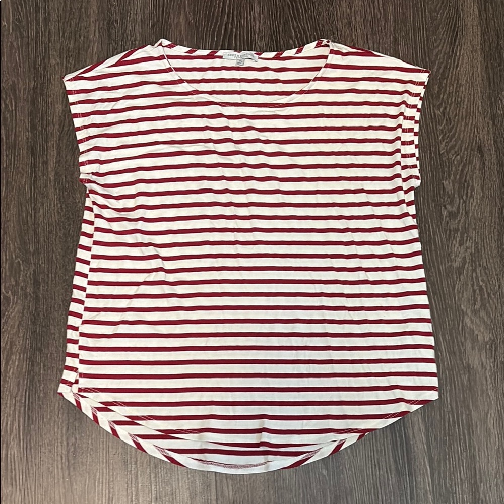Green Envelope Red and White Cap Sleeve Boxy Tee
